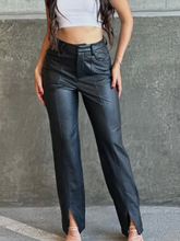 Faux Leather Front Slit Pants
