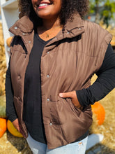 Brown Button Puffer Vest