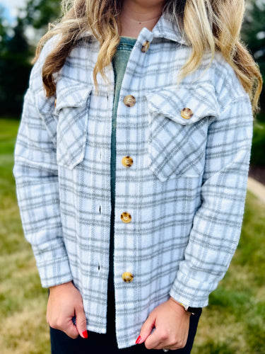 Grey Plaid Oversized Flannel Shacket