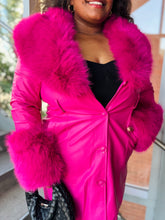 Hot Pink Leather Fur Coat