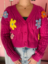 Pink 3D Flower Knit Cardigan