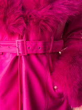 Hot Pink Leather Fur Coat