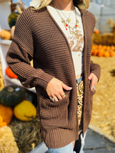Brown Waffle Knit Cardigan