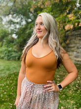 Rust Ribbed V-Neck Tank