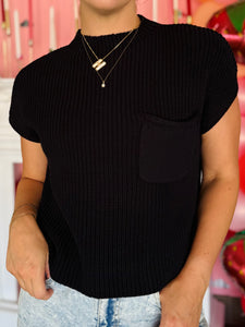Black Short Sleeve Sweater