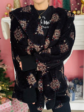 Black Aztec Print Fluffy Cardigan