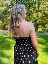 Black & Khaki Polka Dot Strapless Top