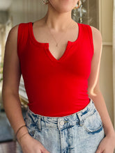 Cherry Red V-Neck Bodysuit