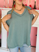 Jade Ribbed V-Neck Top