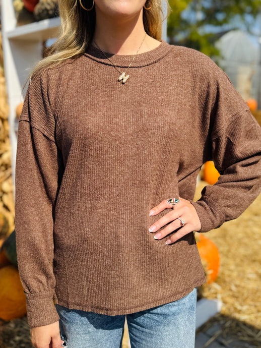 Soft Brown Long Sleeve Top