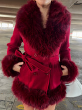 Wine Fur Trim Coat