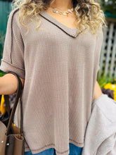 Mocha Ribbed V-Neck Top