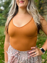 Rust Ribbed V-Neck Tank