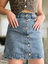 Scalloped Denim Skirt