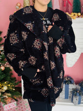 Black Aztec Print Fluffy Cardigan