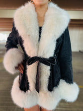 Grey Denim Fur Trim Coat