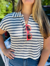 Blue Stripe Collared Top