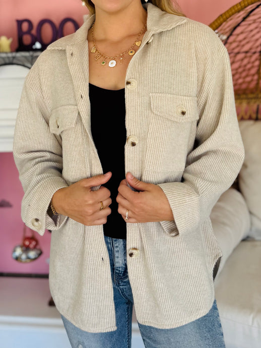 Soft Oatmeal Waffle Shacket