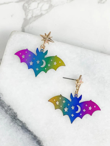 Iridescent Bat Earrings