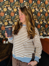 Tan Stripe Long Sleeve Crewneck