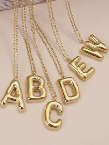 18k Stainless Steel Bubble Initial Necklace