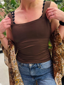 Brown Square Neck Tank Top