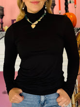 Black Long Sleeve Mock Neck Top