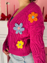 Pink 3D Flower Knit Cardigan