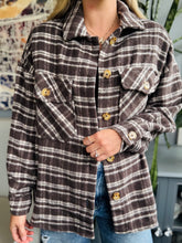 Brown Plaid Oversized Flannel Shacket
