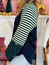 Navy Floral & Stripe Long Sleeve Top