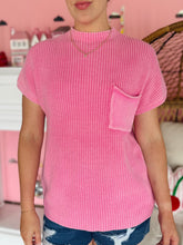 Pink Mineral Wash Short Sleeve Sweater
