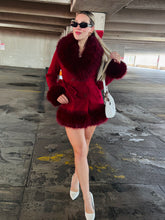Wine Fur Trim Coat