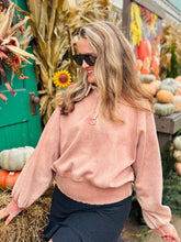 Rust Mineral Wash Half Button Pullover