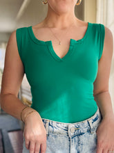 Green V-Neck Bodysuit