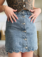 Scalloped Denim Skirt