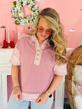 Oversized Floral Half Button
Down Collared Knit Top