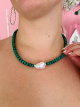 Green Beaded Pearl Necklace