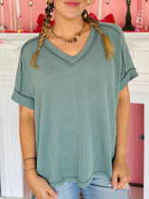 Jade Ribbed V-Neck Top
