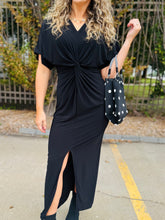 Black Twist Front Maxi Dress