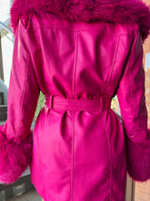 Hot Pink Leather Fur Coat
