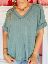 Jade Ribbed V-Neck Top