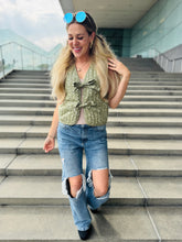 Olive Floral Quilted Vest