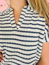 Blue Stripe Collared Top
