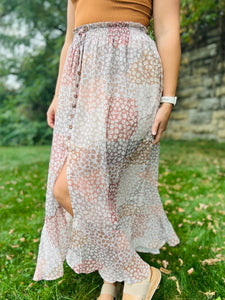 Neutral Floral Print Skirt