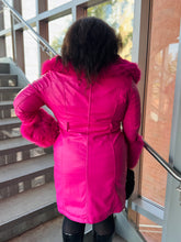 Hot Pink Leather Fur Coat