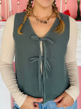 Jade Green Front Bow Sweater Vest