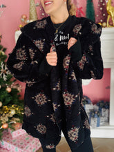 Black Aztec Print Fluffy Cardigan