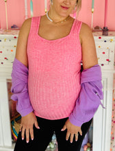 Pink Ribbed Square Neck Tank