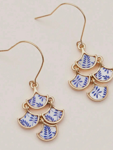 Boho-Chic Blue Floral Earrings