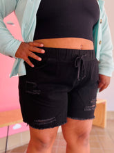 Plus Distressed Black Shorts